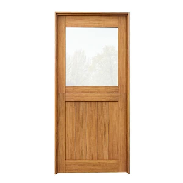 ARK DESIGN 32 in. x 80 in. Fir Universal 1-Lite Clear Glass Unfinished Dutch Door Design Wood Prehung Front Door with Jamb