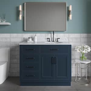 Hepburn 43 in. W x 22 in. D x 25.25. H Bath Vanity in Midnight Blue with Carrara Marble Vanity Top with White Basin