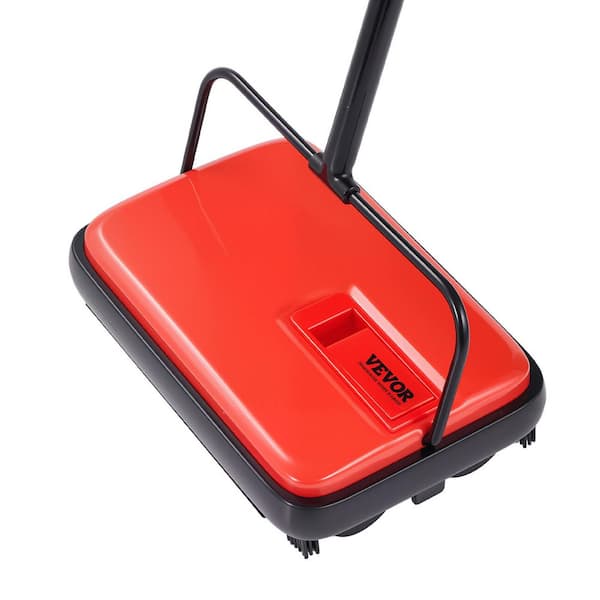 Carpet Sweeper Manual, Floor Sweeper with 300 ml Dustbin Capacity Easy to Empty, 6.7 in. Cleaning Width, Red