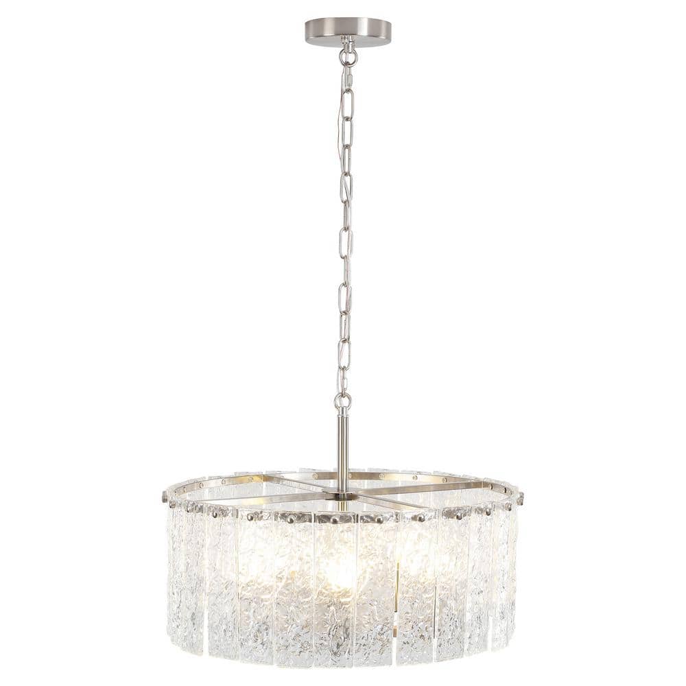 5-Light Modern Nickel Chandelier Drum Pendant Light with Glass Shade price history on PriceWatchPro