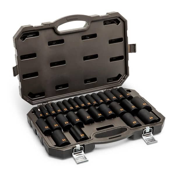 1/2 in. Drive 6-Point Metric Hi-Viz Deep Impact Socket Set (29-Piece)