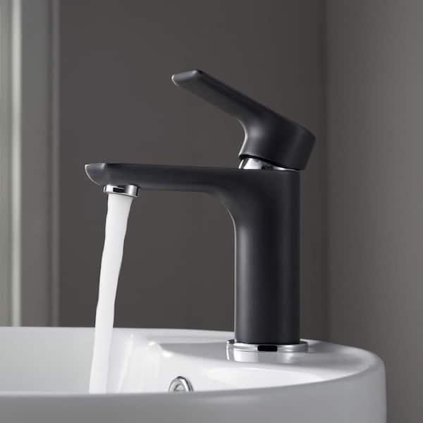 Single Hole Circular X Single Handle Bathroom Vanity Sink Faucet with Pop Up Drain in Chrome/Black