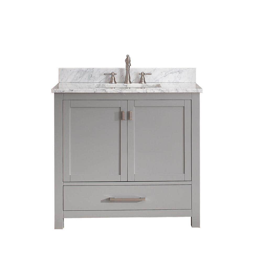 Reviews For Avanity Modero 37 In W X 22 In D X 35 In H Vanity In Chilled Gray With Marble Vanity Top In Carrera White And White Basin Modero Vs36 Cg C