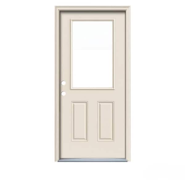 JELD-WEN 32 in. x 80 in. 1/2 Lite Primed Steel Prehung Right-Hand Inswing Entry Door