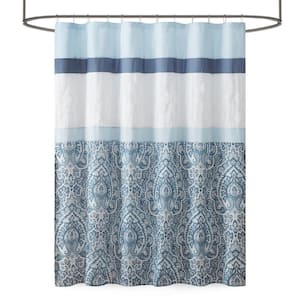 Josefina 72 in. W x 72 in. L Polyester in Blue Shower Curtain