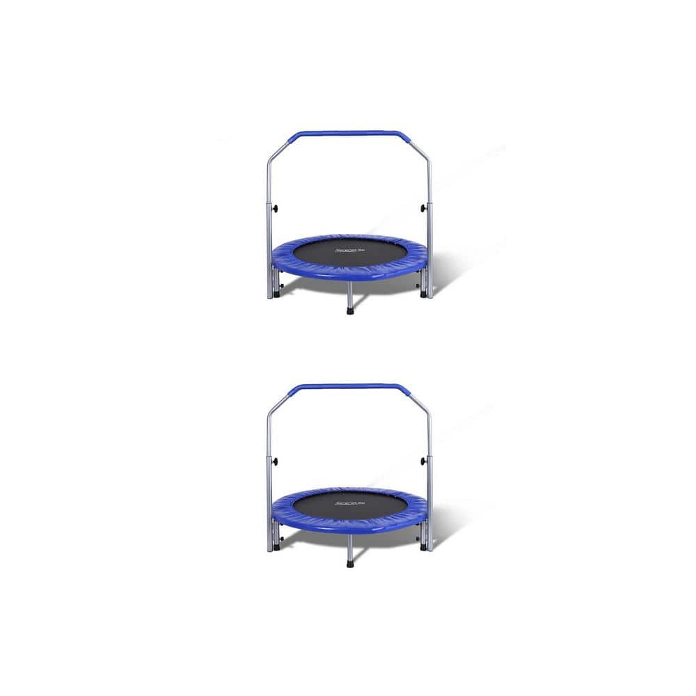 SereneLife 40 Foldable Mini Trampoline, Fitness Rebounder with Adjustable  Foam Handle, Exercise Trampoline for Adults Indoor/Garden Workout
