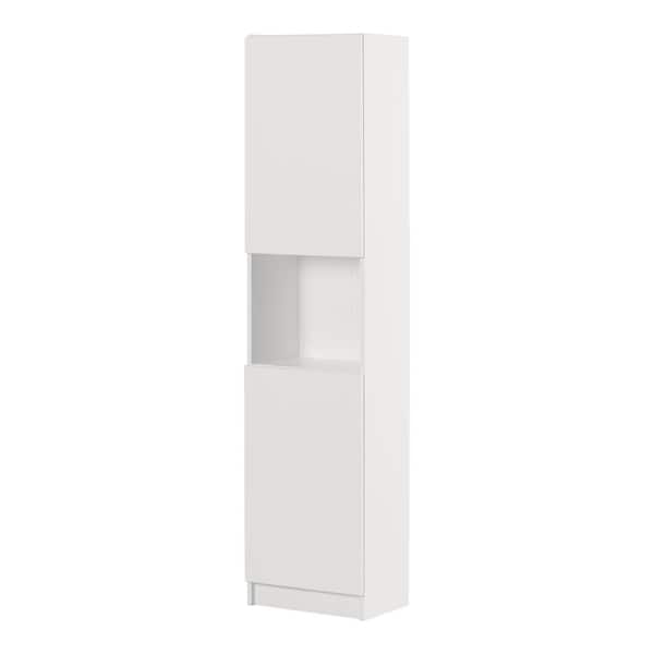Arum Pure White 71.5 in. Accent Cabinet Office Storage with 5-Shelf Bookcase