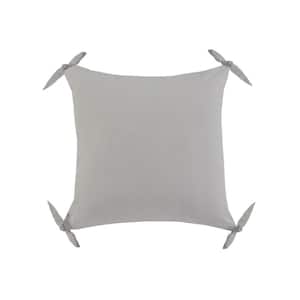 Get Knotty Concrete Gray Solid Corner Tie Soft Poly- Fill 20 in. x 20 in. Throw Pillow