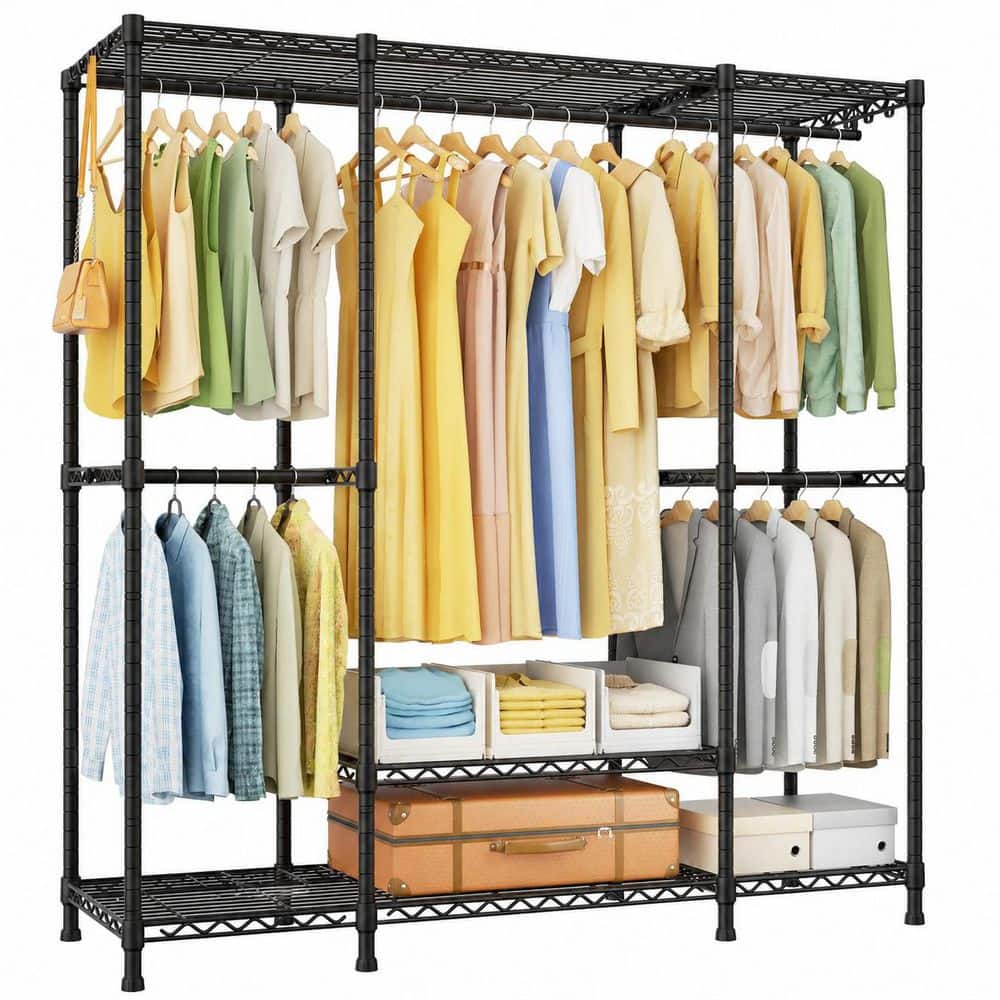 SenQWFa Heavy Duty 4-Tier Freestanding Carbon Steel Closet Organizer ...