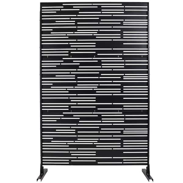 76 in. H x 48 in. W Steel Garden Fence Freestanding Outdoor Privacy Screen in Black