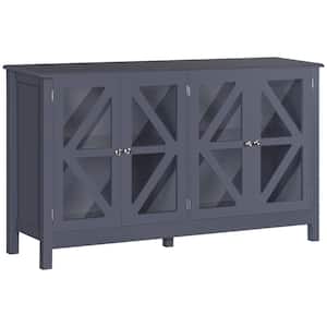 Grey Kitchen Sideboard, Tempered Glass Door Buffet Cabinet with Adjustable Storage Shelf
