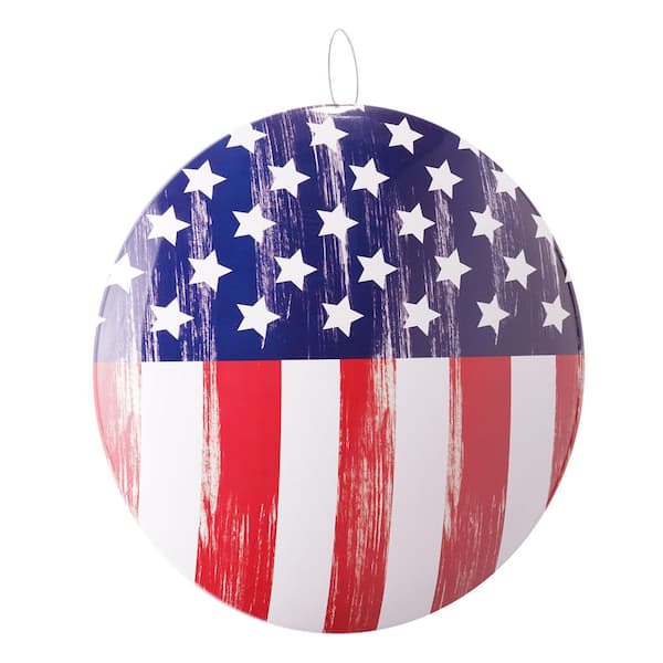 American Art Decor Dome Shaped Metal Wall Art Sign-Bar, Man Cave, Garage, Game Room (Rustic American Flag)Multi-colored, 15" H x 15" L