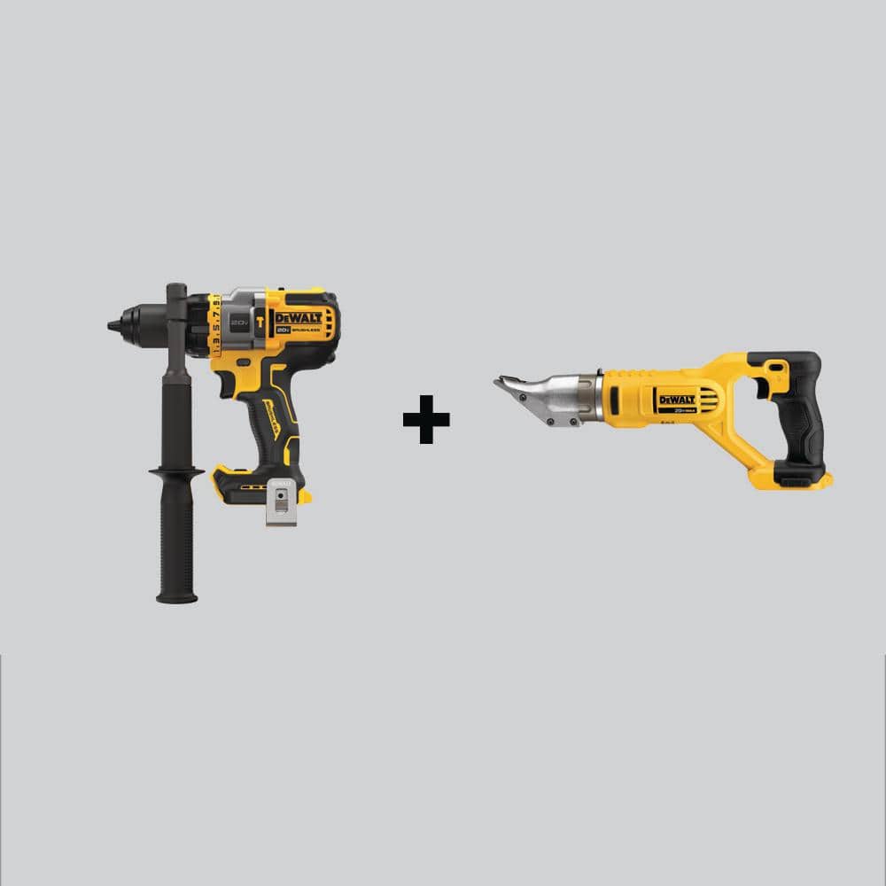 DEWALT 20V MAX Brushless Cordless 1/2 in. Hammer Drill/Driver and 20V MAX  Cordless 18-Gauge Swivel Head Shears (Tools-Only) DCD999BWDCS491B The  Home Depot