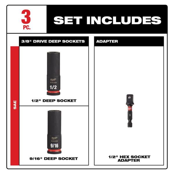 1/2 in. SHOCKWAVE IMPACT DUTY Deep Well Socket Set (3-Pack) 1/2 in. SHOCKWAVE IMPACT DUTY Deep Well Socket Set (3-Pack)