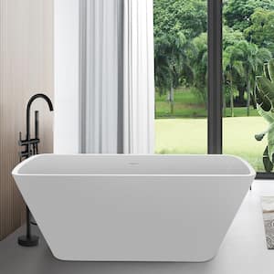 59 in. Acrylic Double Slipper Flatbottom Non-Whirlpool Bathtub Soaking SPA Tub in White