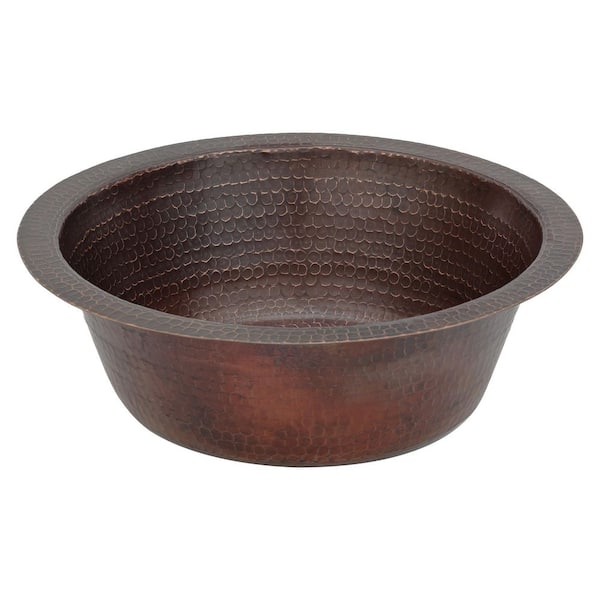 Bronze 16 Gauge Copper 14 in. Dual Mount Bar Sink with 2 in. Drain Opening