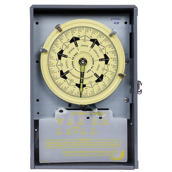 Intermatic T7000B Series 40 Amp 7-Day Mechanical Time Switch with Indoor Enclosure, Gray