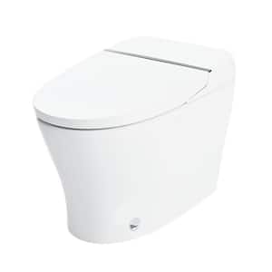 1-Piece 1/1.28 GPF Dual Flush Smart Toilet in White with Self-Cleaning Nozzle and Foot Sensor Flush