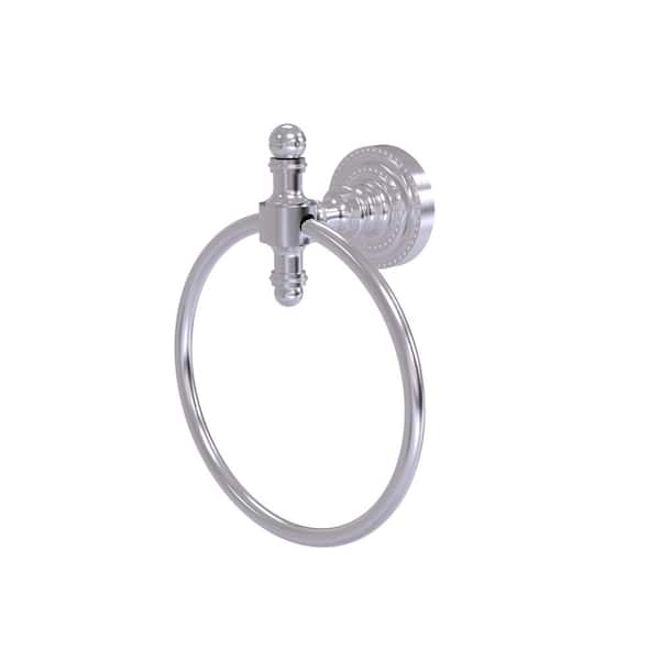 Allied Brass Retro Dot Collection Wall Mounted Towel Ring in Satin Chrome