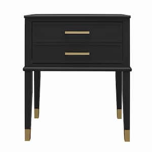 Westerleigh 23.6 in. Black Rectangle End Table with Drawer