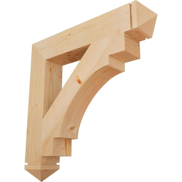 5-1/2 in. x 36 in. x 36 in. Douglas Fir Merced Arts and Crafts Smooth Bracket