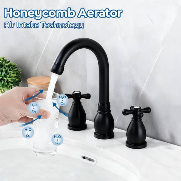 AKLFGN Double Handles 8 in. Widespread Bathroom Faucet 3-Hole Sink
