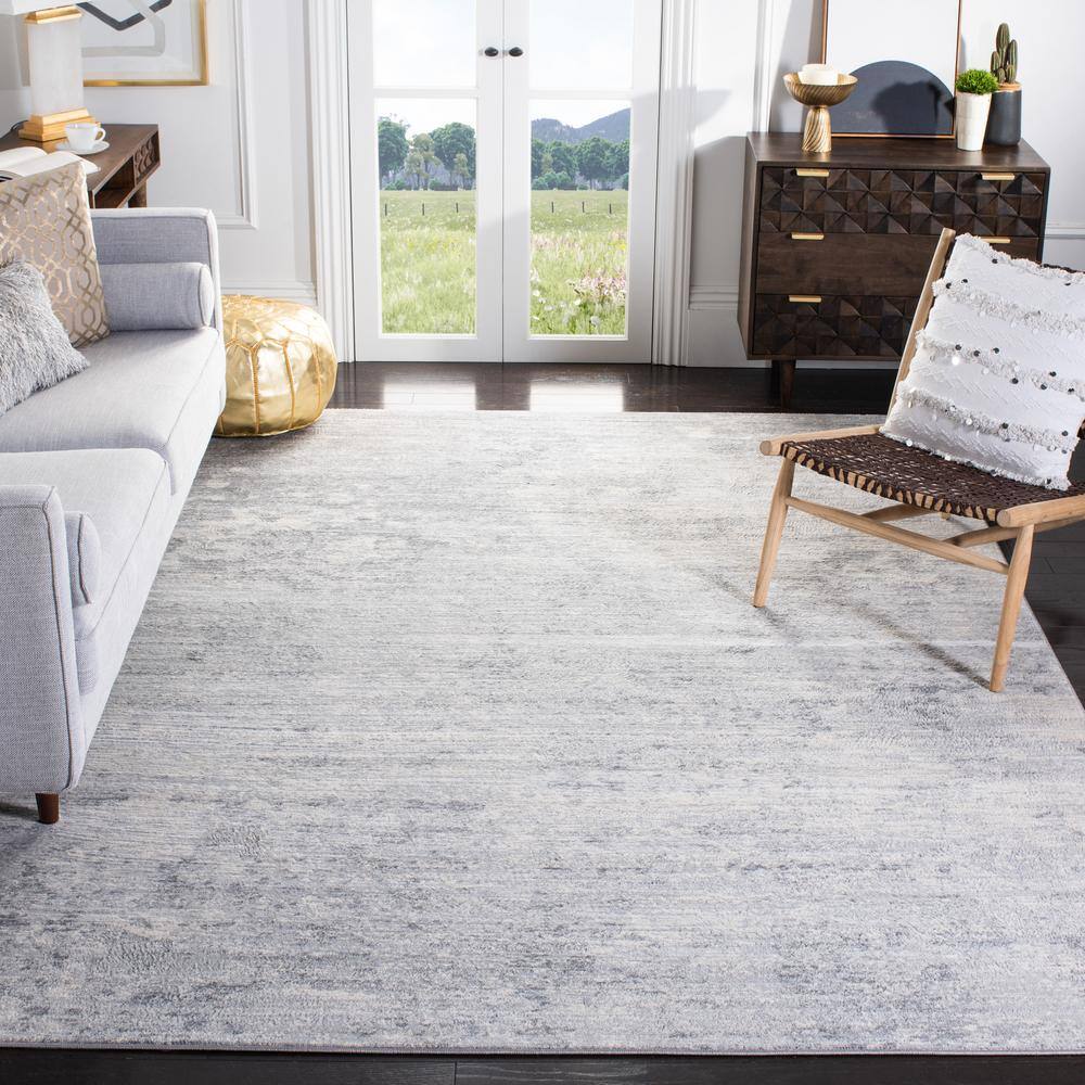 Brentwood Ivory and Gray 8' x 10' Synthetic Rectangular Area Rug