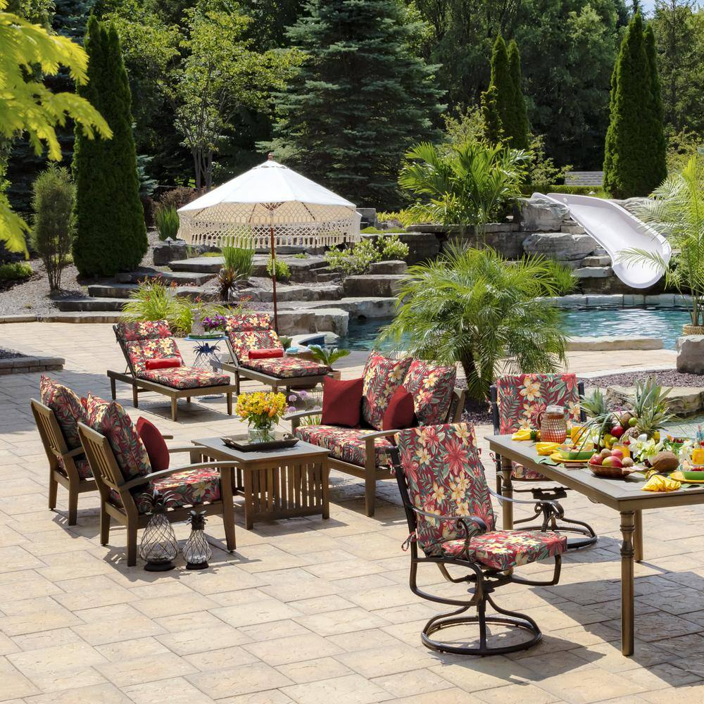 Ruby Red Polyfill Outdoor Square Throw Pillow Set