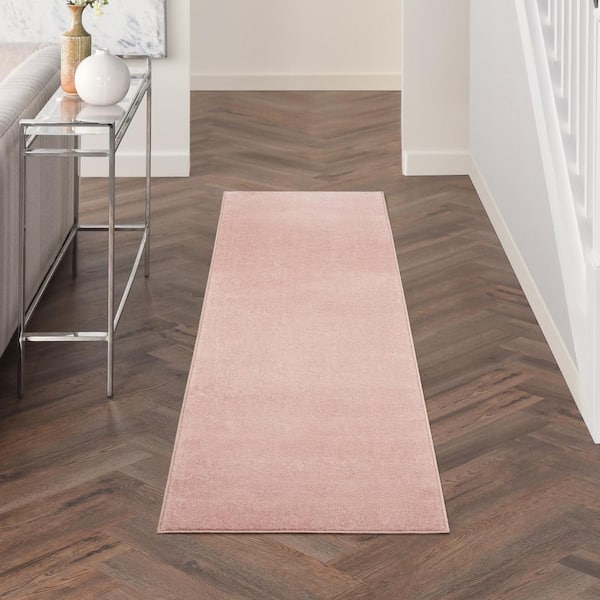 Essentials Pink 2 ft. x 6 ft. Kitchen Runner Solid Indoor/Outdoor Patio Rug