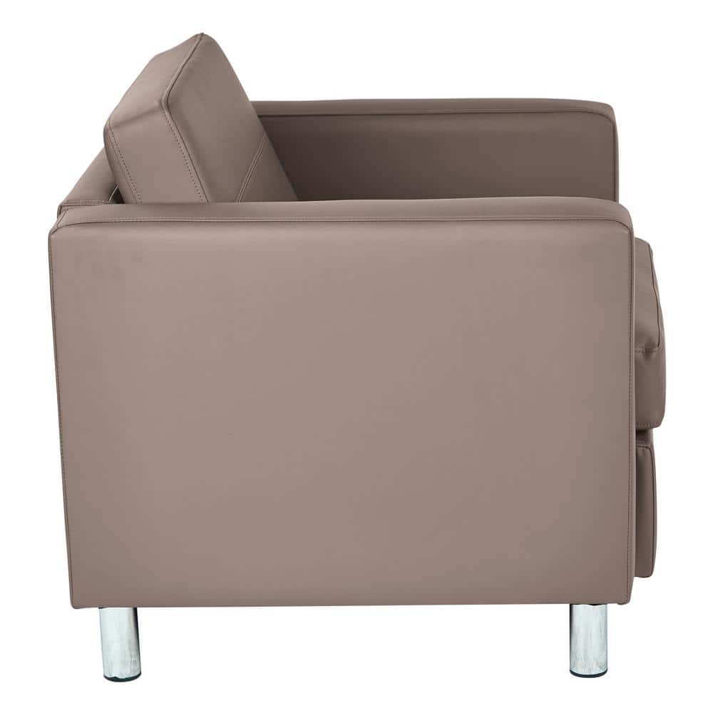 Gray Faux Leather and Metal Accent Chair