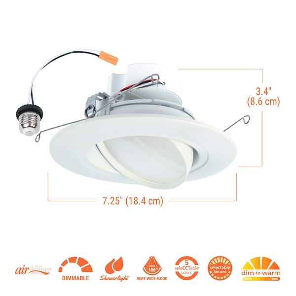 HALO RA 5/6 in. Integrated LED Recessed Light Trim, 600 Lumens/1000 Lumens, 5 Selectable CCT, D2W, 120-Volt, WH RA56LS9FSD2W1EWH - The Home Depot HALO RA 5/6 in. Integrated LED Recessed Light Trim, 600 Lumens/1000 Lumens, 5 Selectable CCT, D2W, 120-Volt, WH RA56LS9FSD2W1EWH - The Home Depot