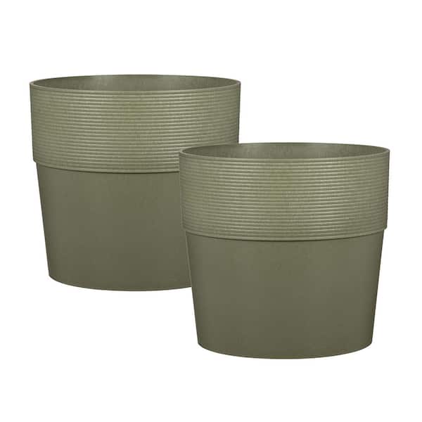 Scheurich 8.3 in. (21cm) Groove Khaki Resin 2-Pack