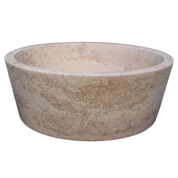 TashMart Tapered Natural Stone Vessel Sink in Almond Brown