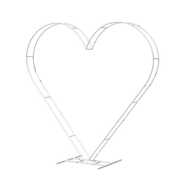 81.5 in. x 78.7 in. Heart-Shaped White Metal Arbor Decorative Wedding Flower Arch Backdrop Stand