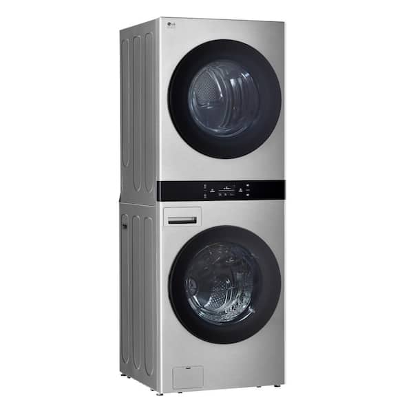 Center The Home Dryer SWWE50N3 Laundry STUDIO Load Cu.Ft. & 7.4 w/ Electric Washer Steel Depot Noble Cu.Ft. - LG 5.0 SMART Steam WashTower Stacked Front in