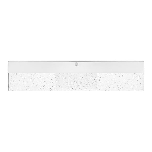 Havelock 23 in. 1-Light Chrome LED 5CCT Vanity Light with Sensor Operated Night Light and Clear Seedy Glass