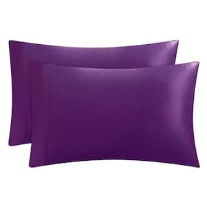Premium Purple Satin Microfiber Queen Pillowcases (Set of 2)