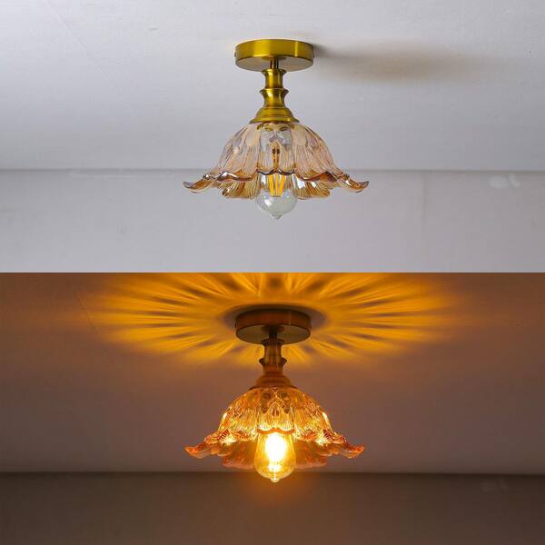 Merbotin BeamHaven 1-Light Semi-Flush Mount Vintage Ceiling Lights