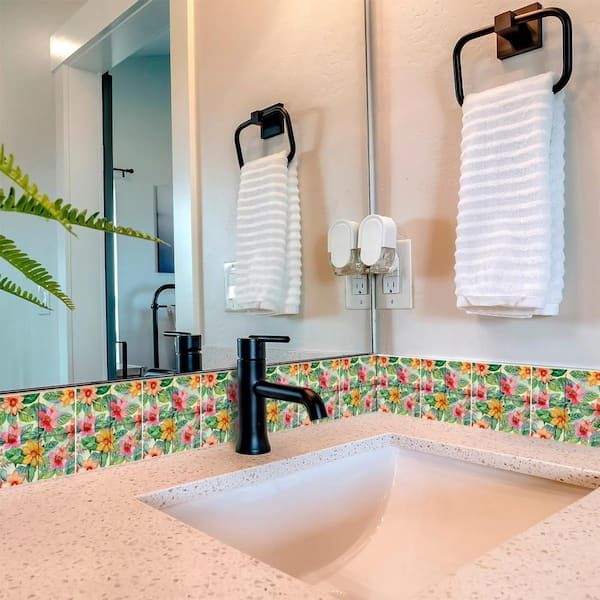 Blue, Red, Yellow and Green F3 4 in. x 4 in. Vinyl Peel and Stick Tile (24 Tiles, 2.67 sq. ft. /1-Pack)