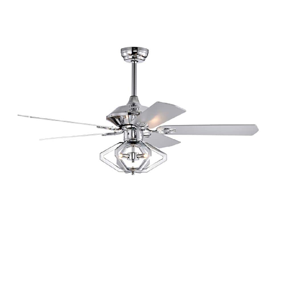 CIPACHO 52 in. Indoor Chrome with Dual Wood 5-Blade Crystal