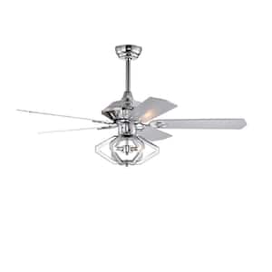 52 in. Indoor Chrome with Dual Wood 5-Blade Crystal Ceiling Fan