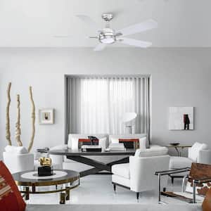 52 in. Indoor Brushed Nickel Reversible Ceiling Fan with Integrated LED Light and Remote Control