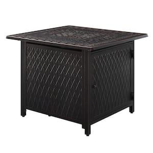 Cartney 32 in. W x 32 in. L Outdoor Square Aluminum LPG Fire Pit
