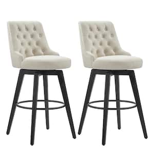 Haynes 30 in. Linen High Back Metal Swivel Bar Stool with Fabric Seat (Set of 2)