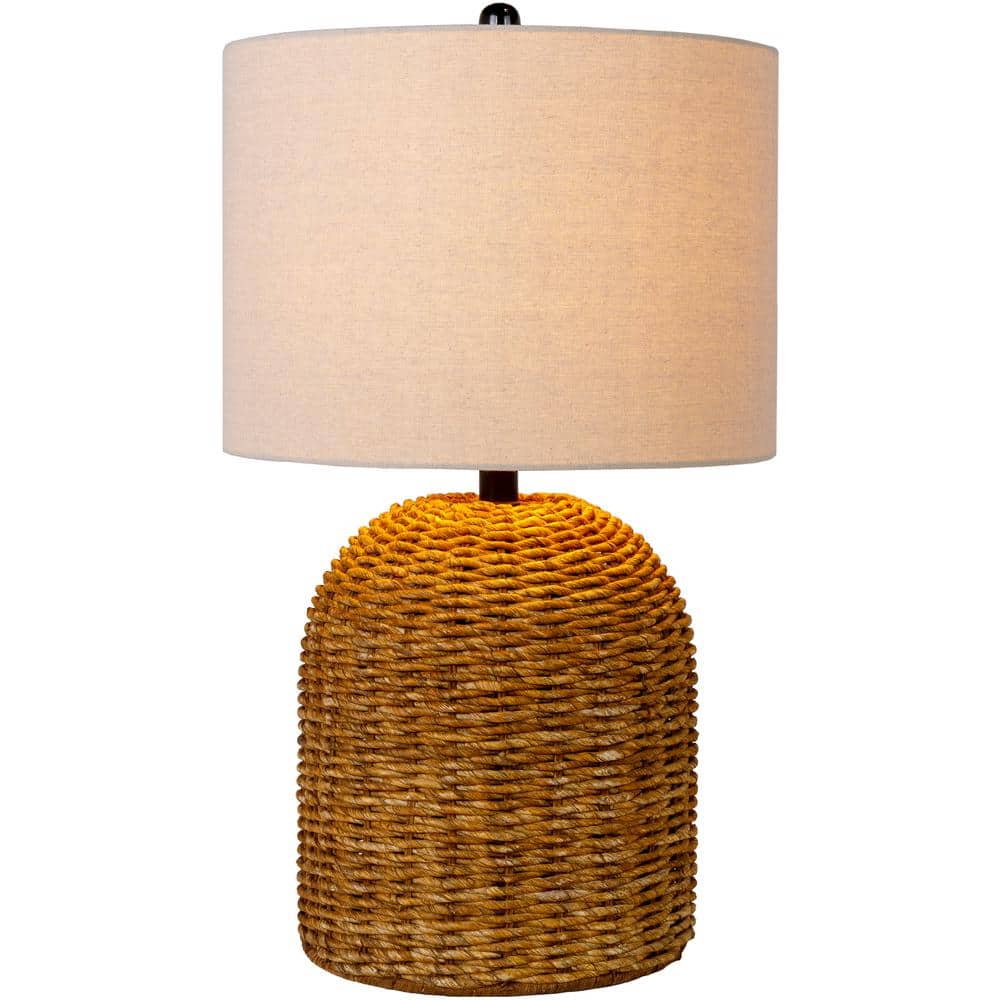 Beige Seagrass & Linen Polyester 24" Regatta Table Lamp with 3-Way Switch