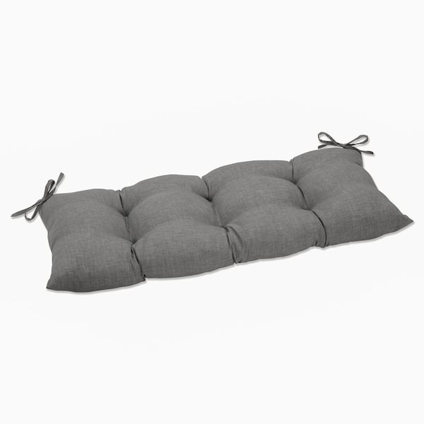 Pillow Perfect Solid Rectangular Outdoor Bench Cushion in Gray