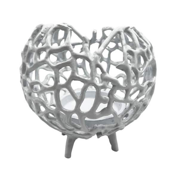 White 6 in. x 6 in. Aluminum Votive Metal Candle Holder