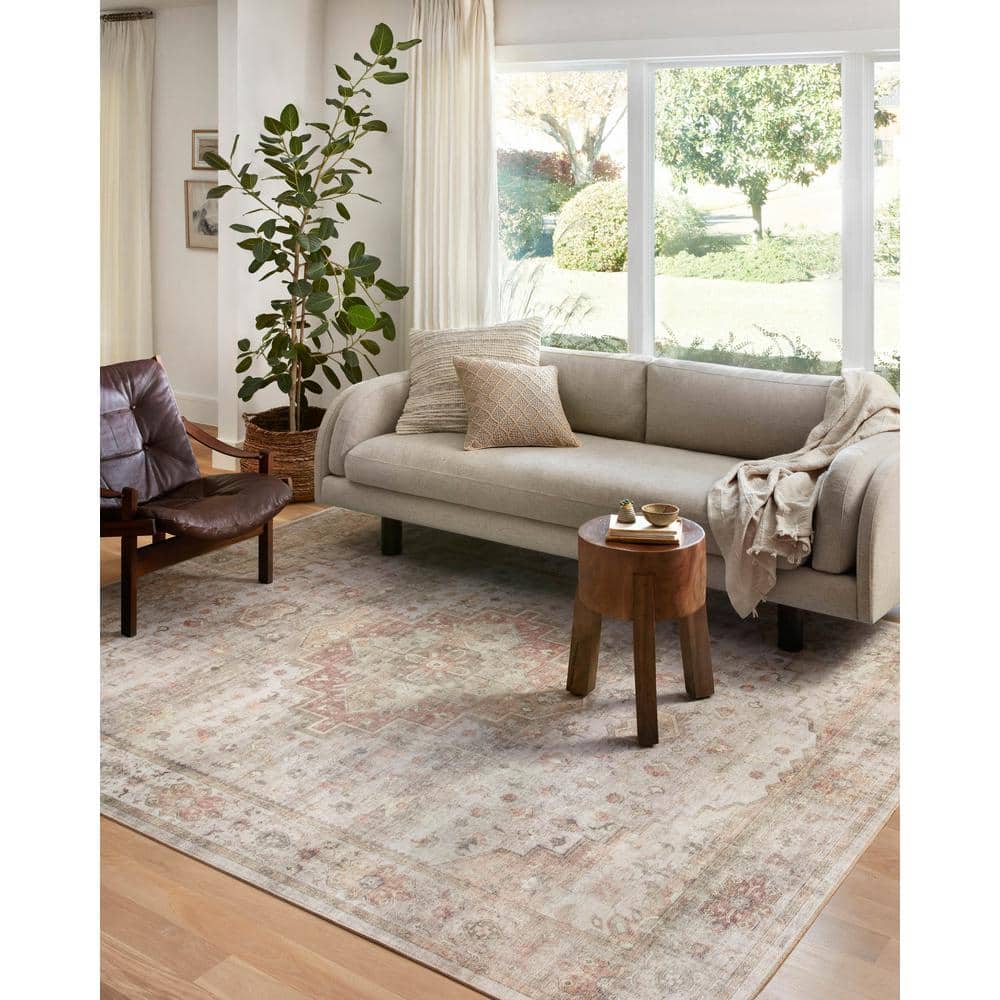 Elegant Sage Medallion 90" Round Wool-Blend Easy-Care Rug