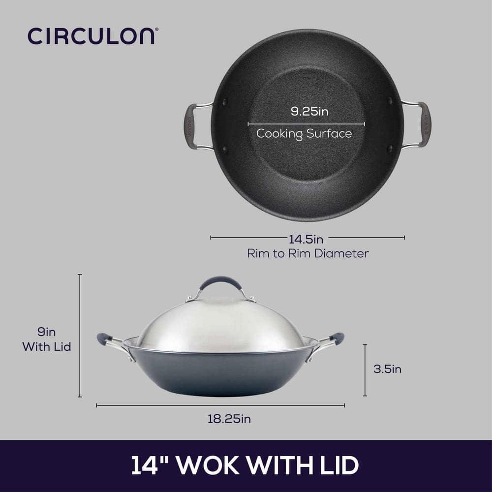 Graphite 14'' Nonstick Aluminum Wok with Stainless Steel Lid