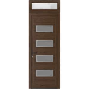 32 in. x 94 in. Right-hand/Inswing Frosted Glass Walnut Steel Prehung Front Door with Hardware